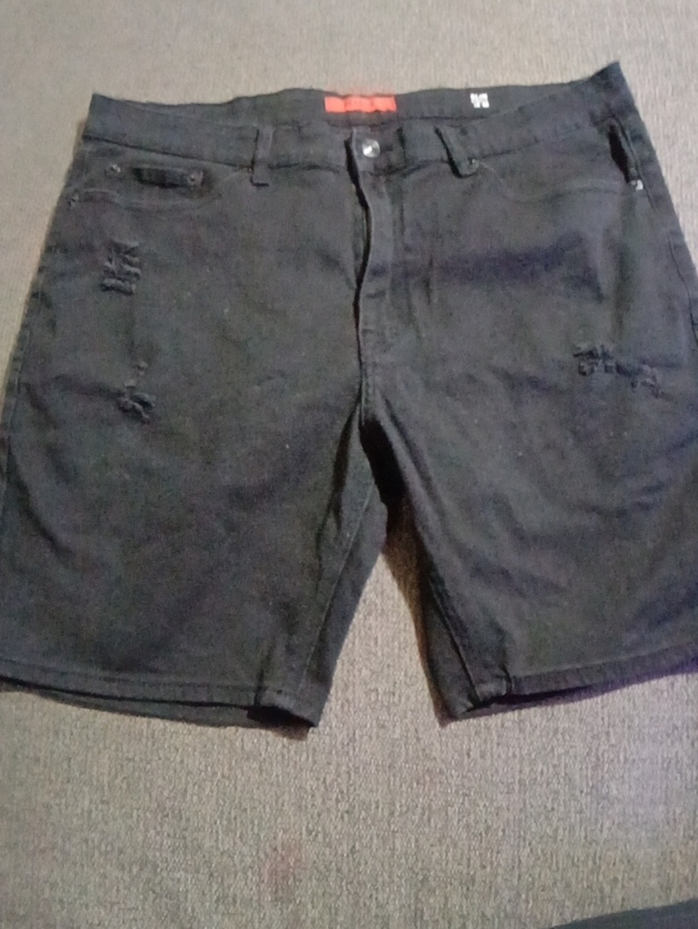 Men's Black Distressed Denim Jean Shorts